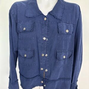 Chic Navy Button-Up Jean Jacket
